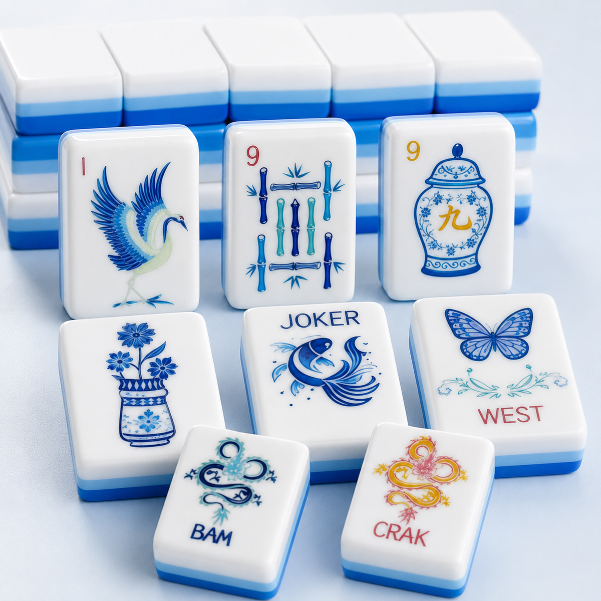 Beginner mahjong setup with Mahj House tiles and learning essentials