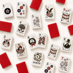 American Heritage Mahjong kit with patriotic red white and blue American Mahjong tiles