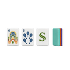 Preppy American mahjong tile set arranged by suits with tennis inspired artwork