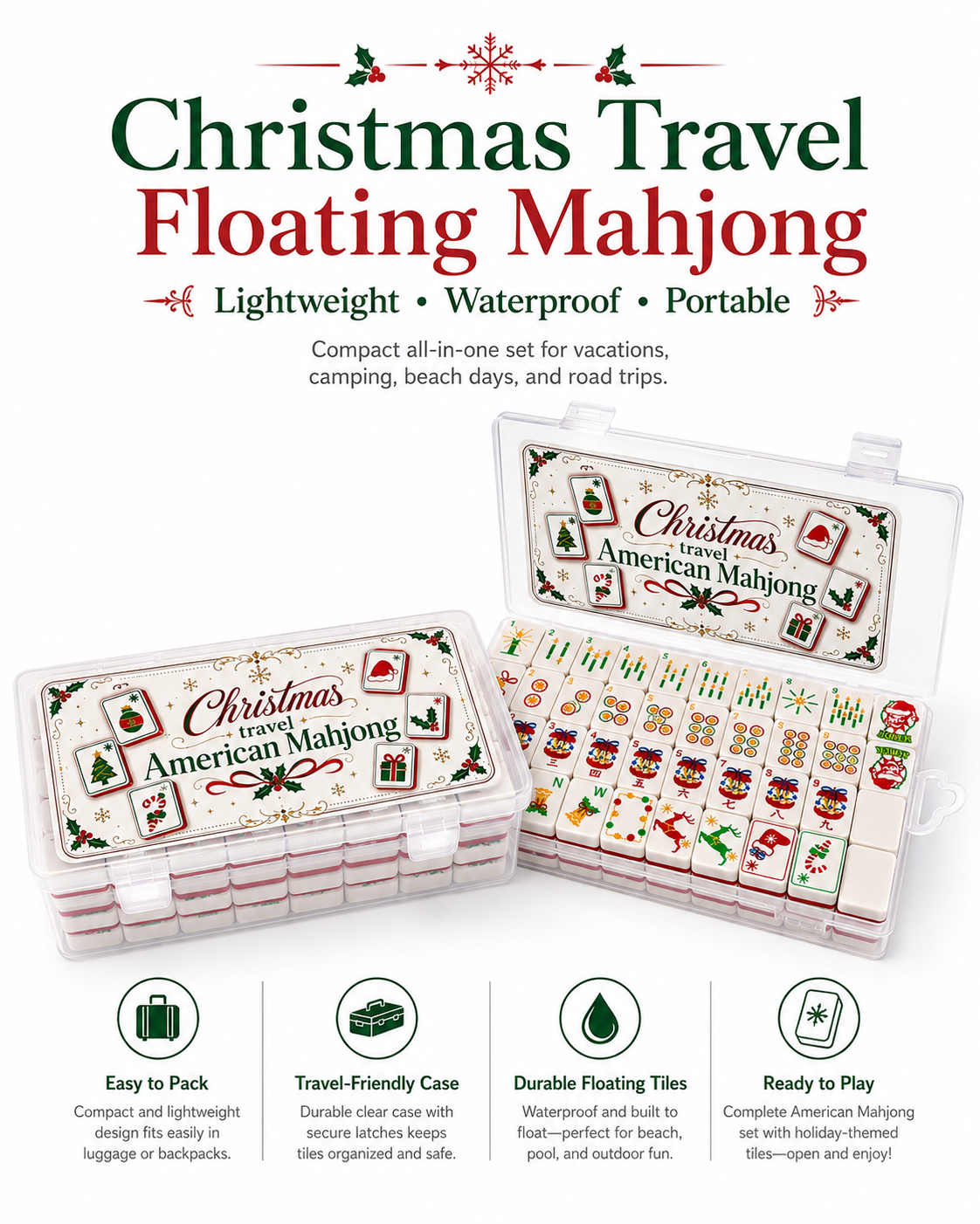 Christmas Travel Floating Mahjong Tiles Set