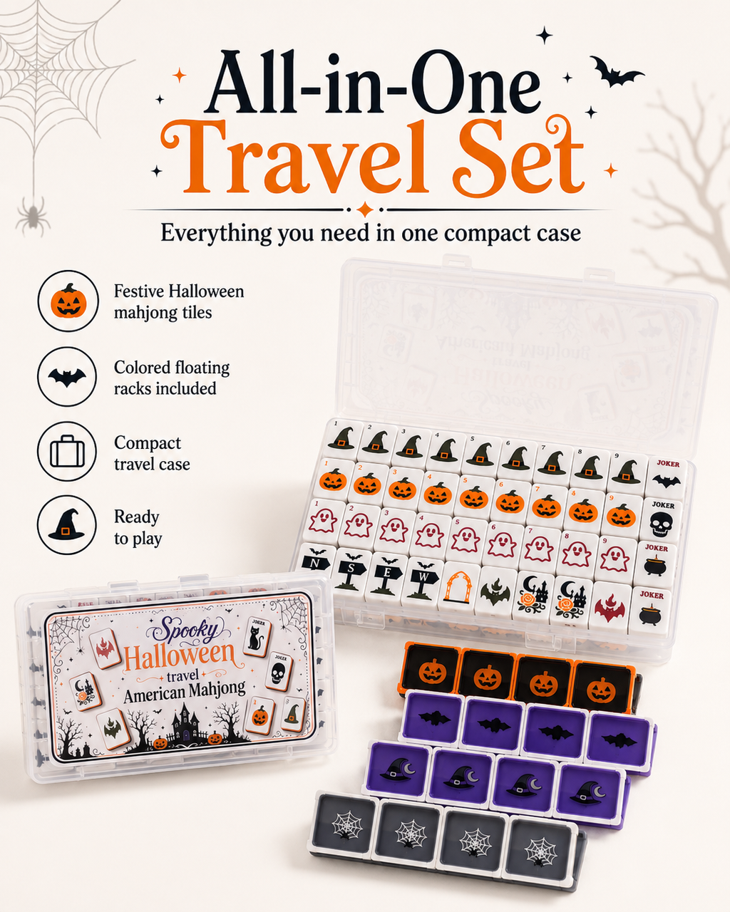 Halloween Travel Floating Mahjong Tiles Set