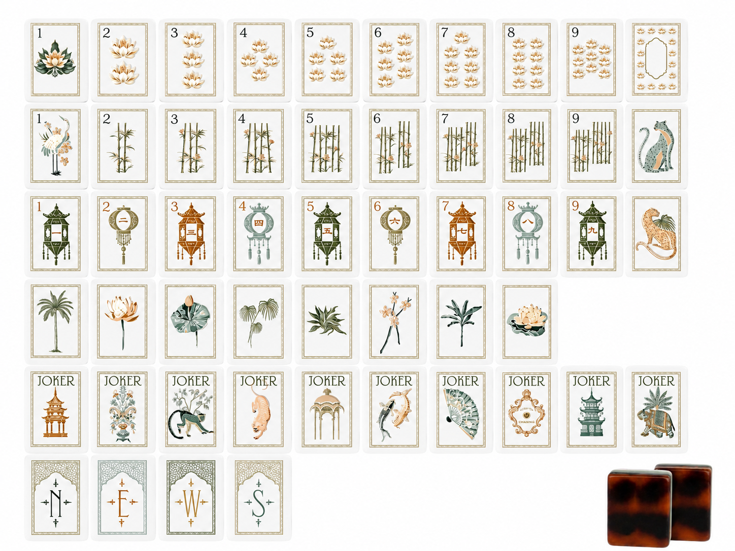 Leopard Lotus American Mahjong Tiles Set