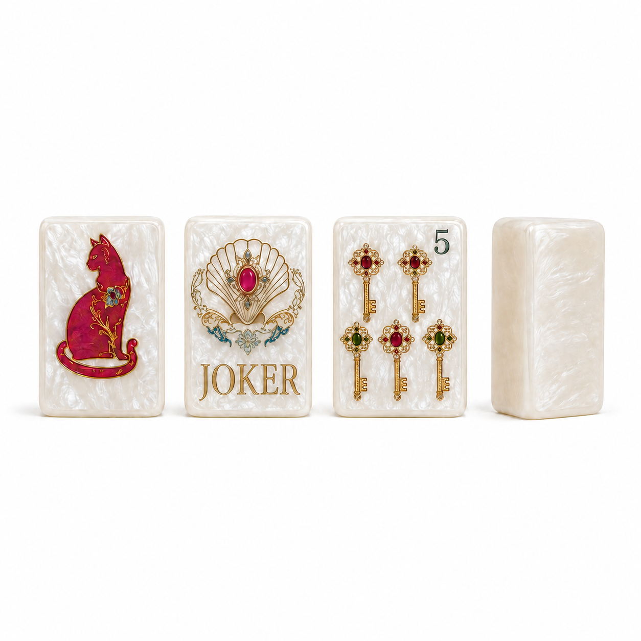 Pearl Mahjong with Jewel unique designs on a white background