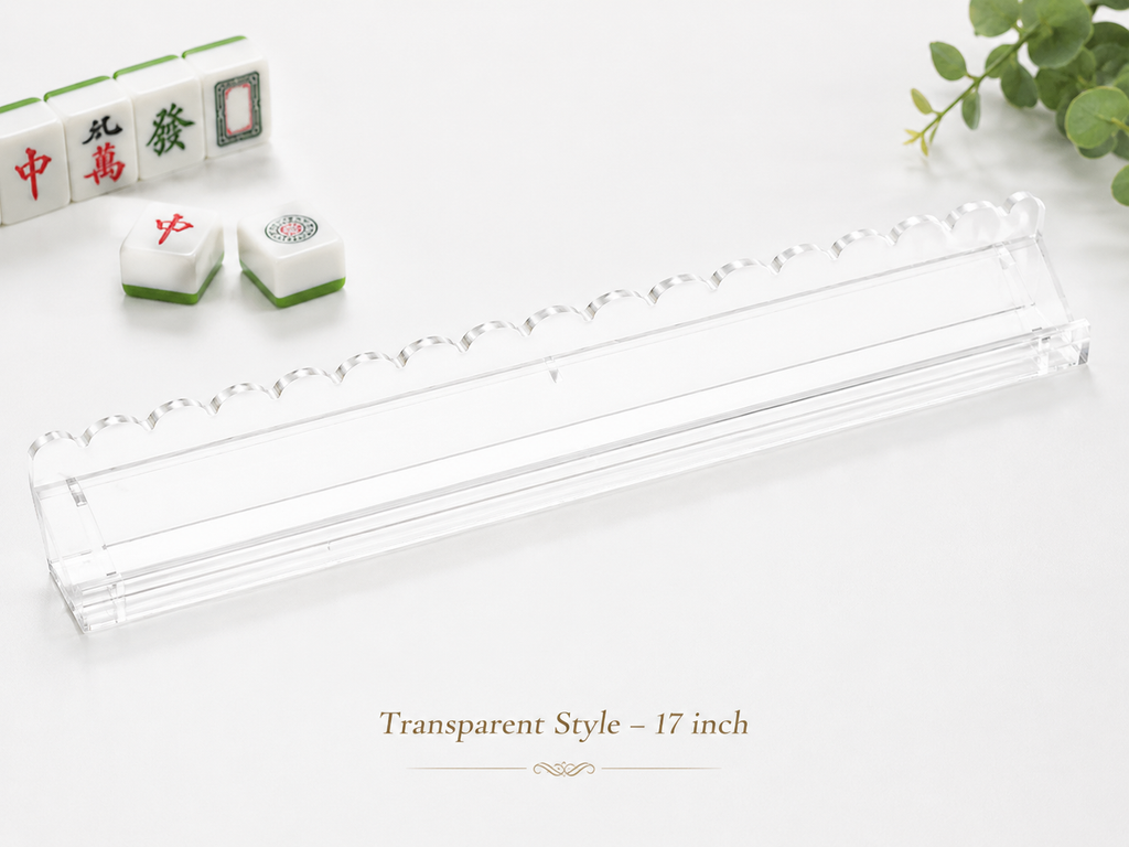 Clear acrylic American mahjong tile rack 17 inch with scalloped edge