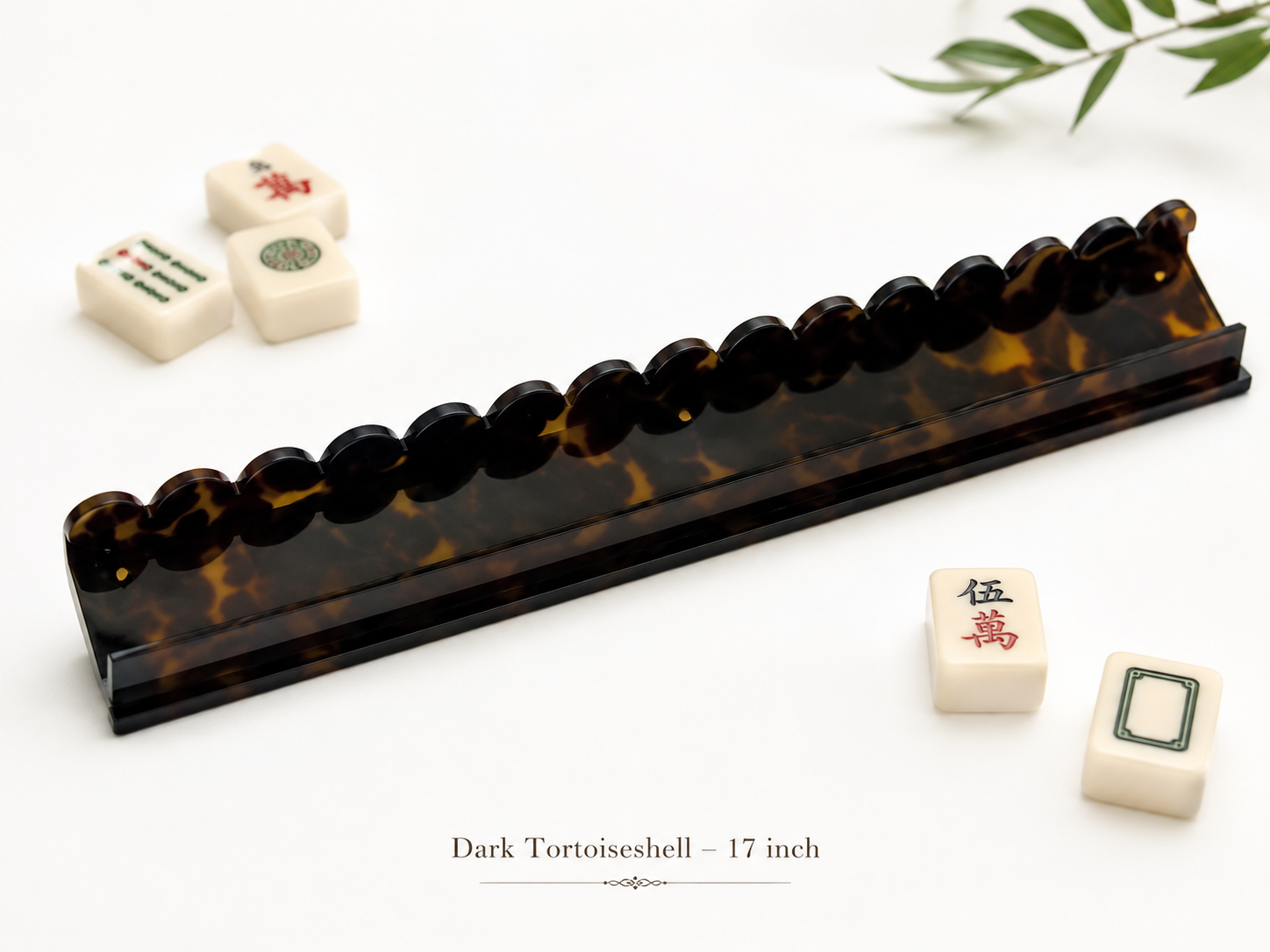 Brown tortoiseshell acrylic mahjong tile rack 17 inch