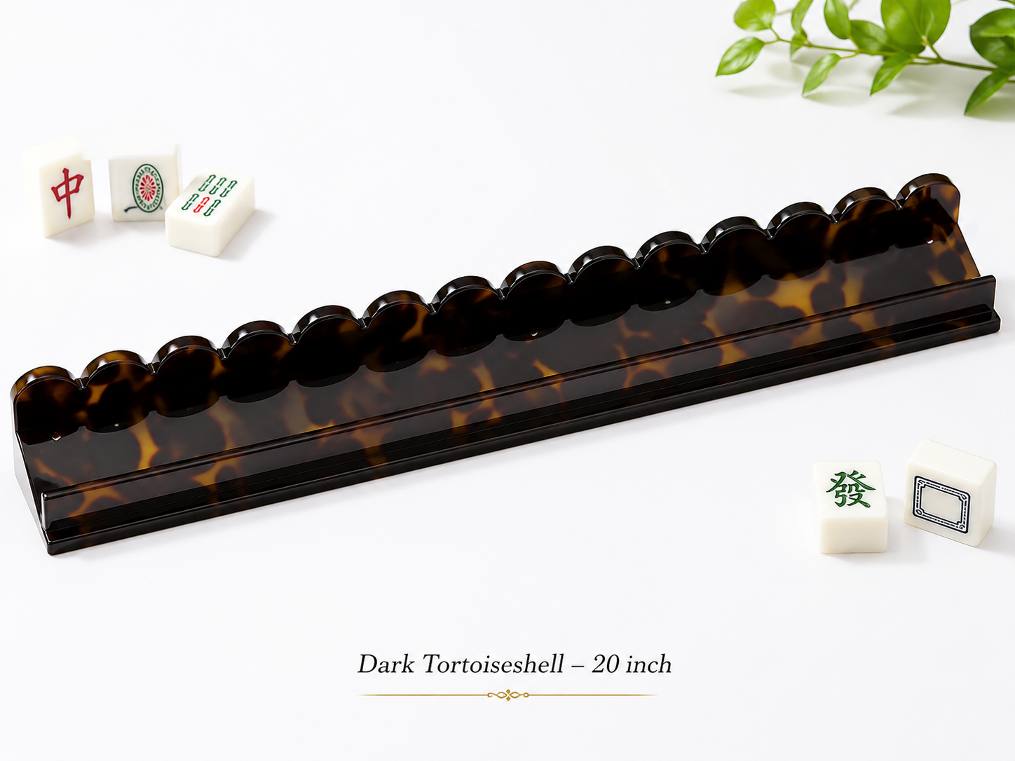 Dark tortoiseshell acrylic mahjong tile rack 20 inch