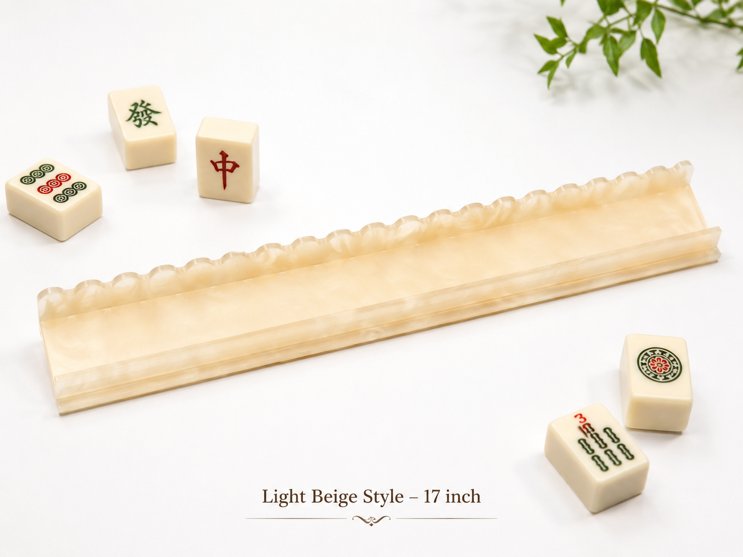 Light beige pearl acrylic mahjong tile holder 17 inch