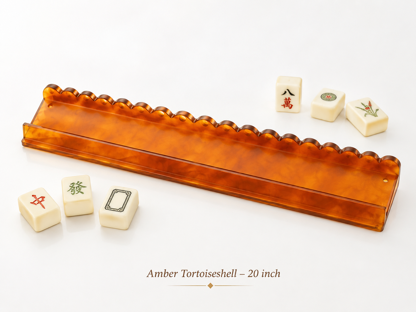 Amber tortoiseshell acrylic mahjong tile rack 20 inch