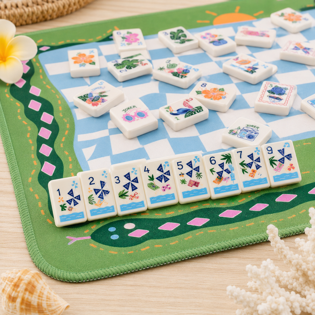 Tropical Seaside American Mahjong Travel Tiles Set
