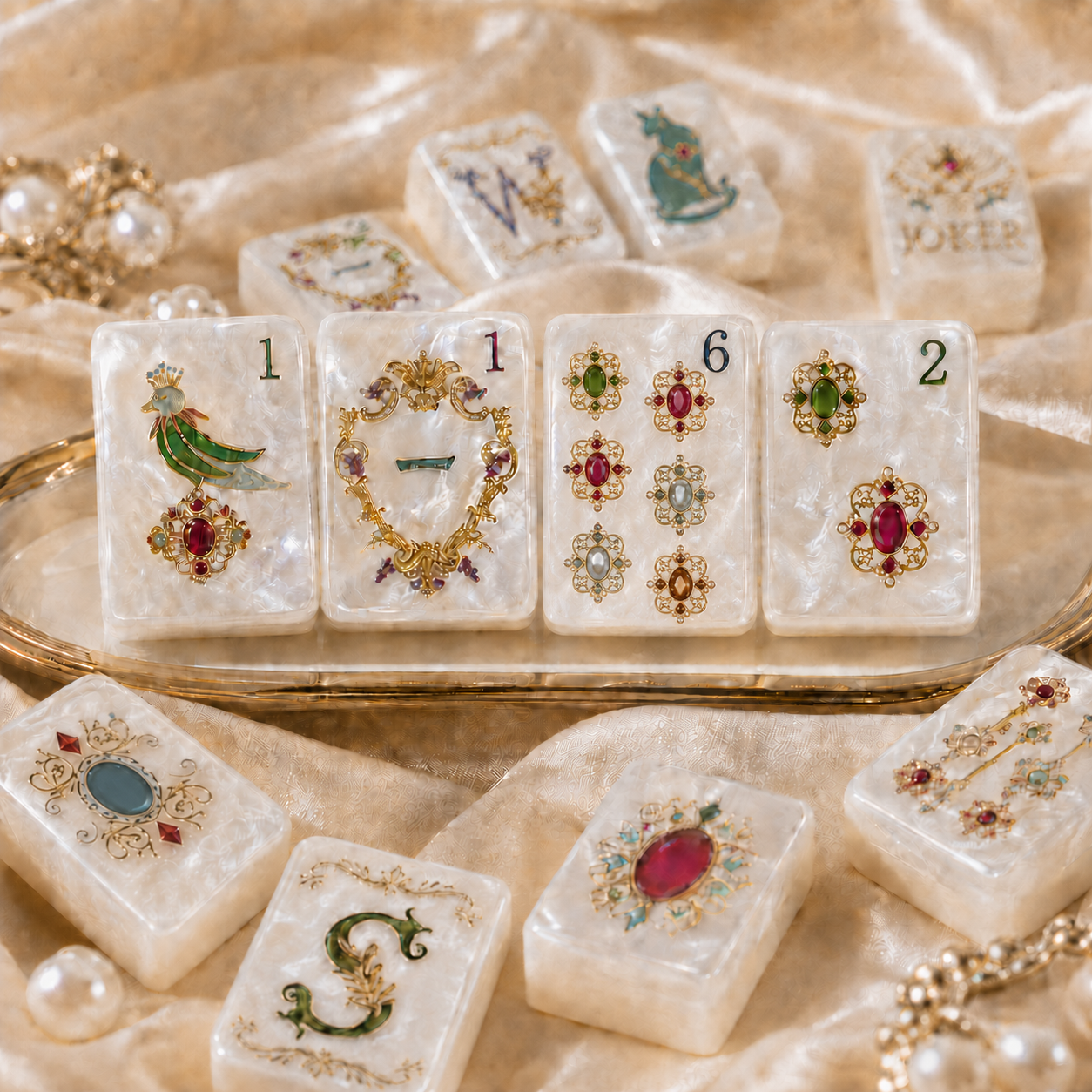 Pearl Animal American Mahjong Tile Set
