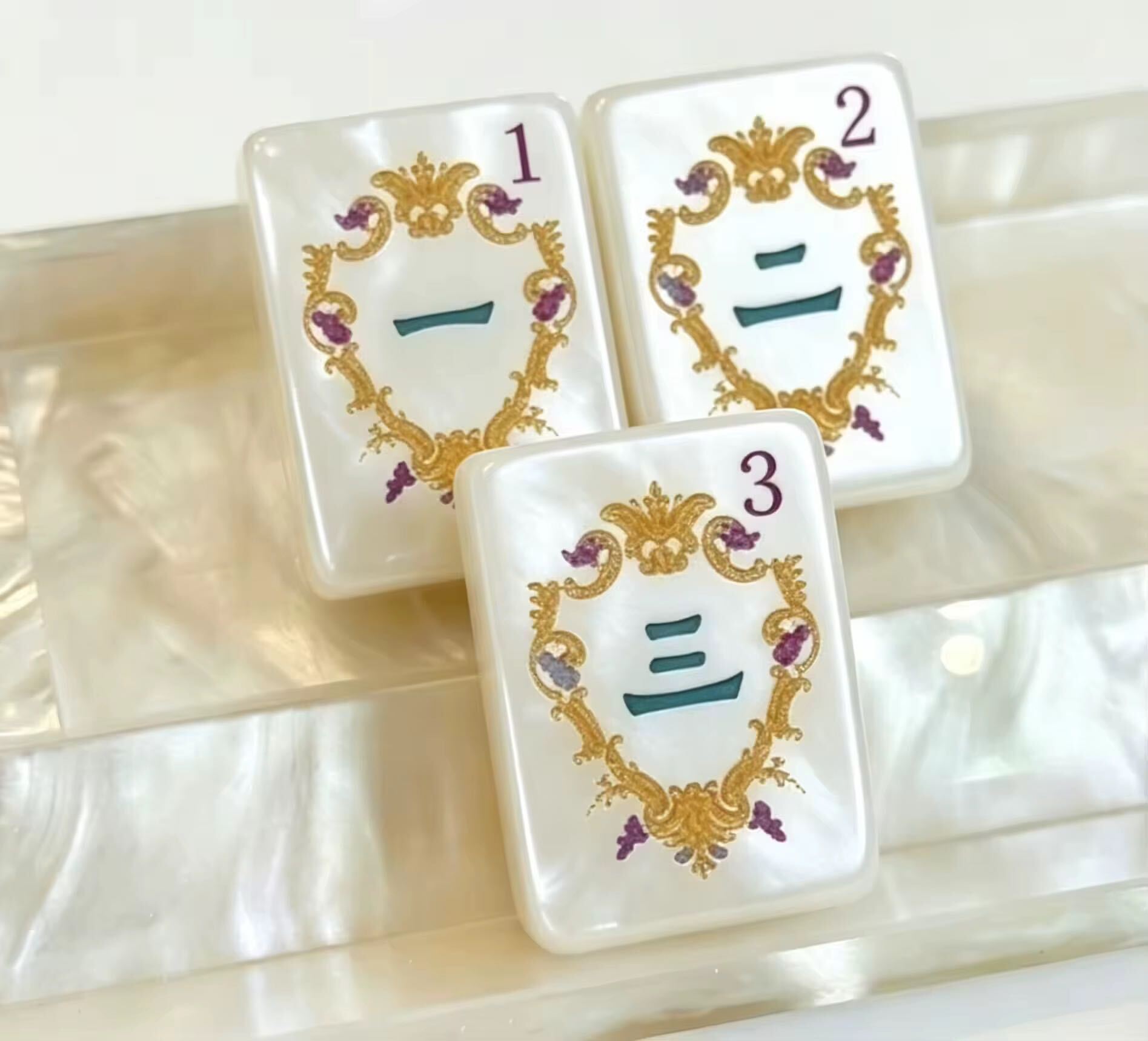 Pearl Mahjong with Jewel unique designs on a white background