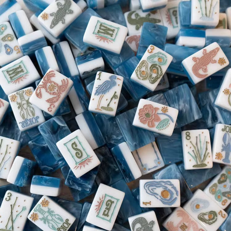 Coastal beach themed Mahjong Kit (Tiles + Mat)