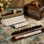 Leopard Lotus American Mahjong Kit (Tiles + Rack + Mat + Bag)
